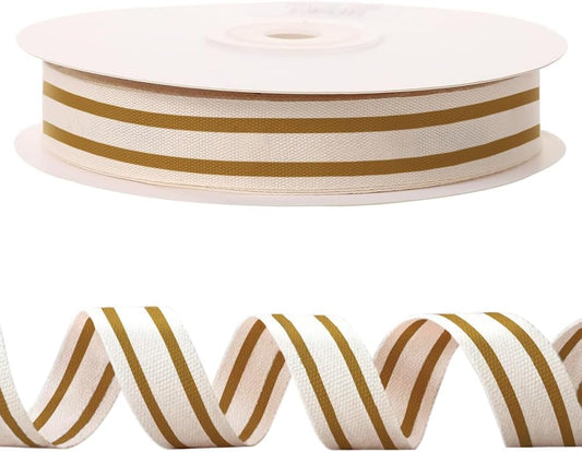 10 Yards × 3/5 Inch Golden Natural Cotton Ribbon, Double Sided Webbing Straps Ribbons, Birthday Wedding Valentines Ribbons for Crafting, DIY Sewing, Gift Wrapping - Crafty Corner