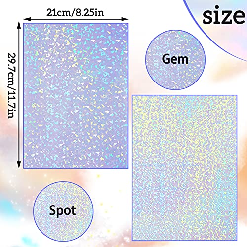 36 Sheets Holographic Sticker Paper A4 Vinyl Holographic Laminate Sheets Self Adhesive Waterproof Transparent Film