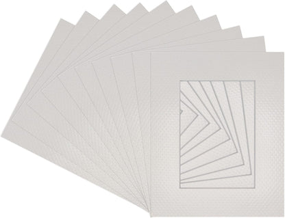 Pack of Ten Acid Free 11x14 Mats Bevel Cut for 8.5x11 Photos - Golf Ball Texture Precut Matboards With Backing Boards and Self Seal Photo Mat Bags For Pictures, Photos, Framing - 4-ply Thickness