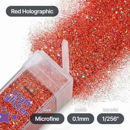 Craft Glitter Shaker Red Holographic 130g Microfine (3.8 Ounce)