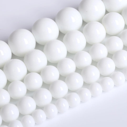 6MM Natural Stone White Porcelain Agate Beads Round Loose Stone Beads for Jewelry and Bracelets Making 120pcs 2 Strands 32"