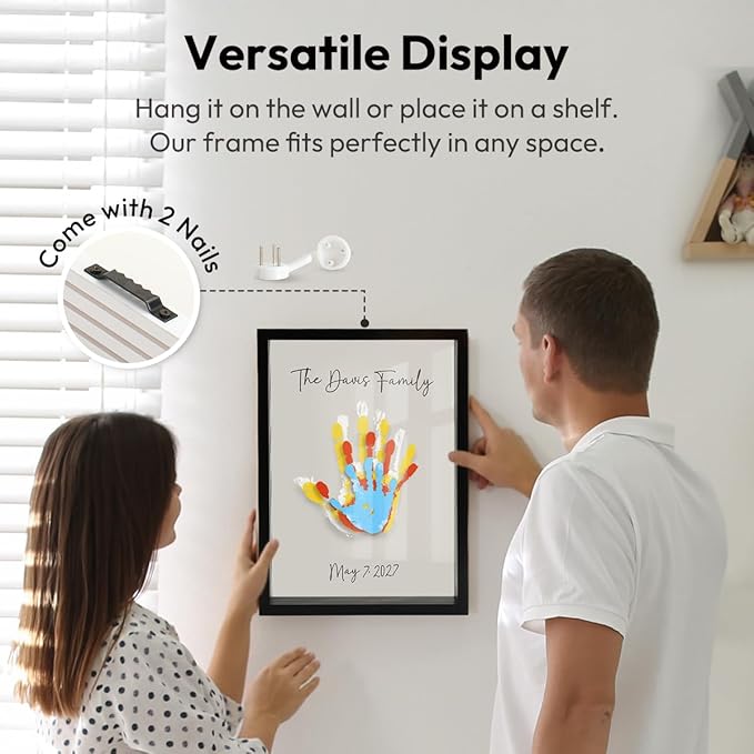 Kaciola Family Handprint Kit, DIY Newborn Keepsake Frame, Baby Hand and Footprint Kit, Unique New Baby Gift for Mothers Day Crafts Anniversary (Black)
