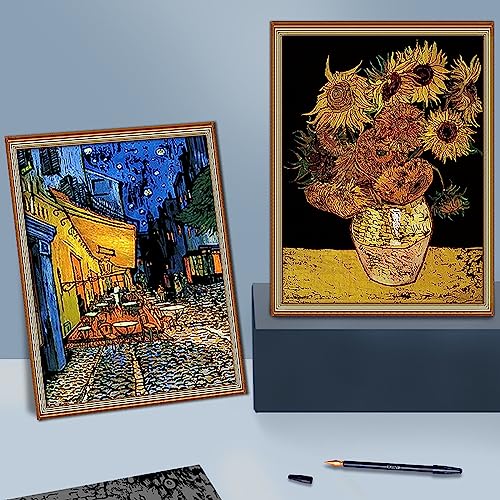 Scratch Art Painting 4 Pcs Vincent Van Gogh Scratch Rainbow Paper Set for Adults and Kids