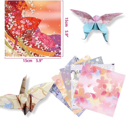 Square Origami Paper 6x6 Double Sided 50 Sheets 50 Colors 70GSM Origami Kit Japanese Chiyo Easy Fold Arts Crafts DIY Handwork Beginner Oriental Cherry - Crafty Corner
