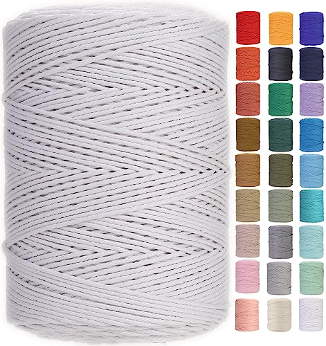 Macrame Cord 3mm x 546yards Natural Cotton Rope for Macrame DIY Projects