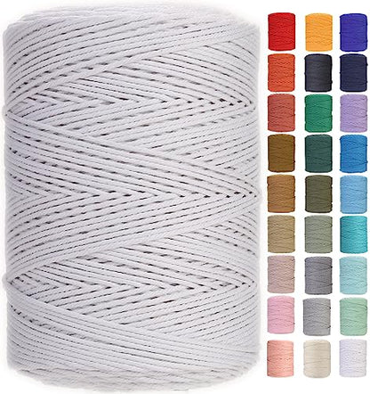 Macrame Cord 3mm x 546yards Natural Cotton Rope for Macrame DIY Projects