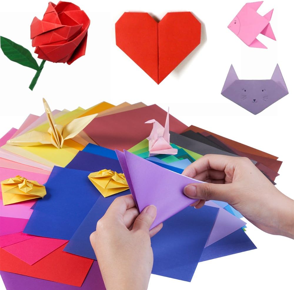 Opret Origami Paper Large, 100 Sheets 20x20cm / 8 inch Large Origami Paper 50 Vivid Colors Single Sided for Arts and Crafts Projects - Crafty Corner