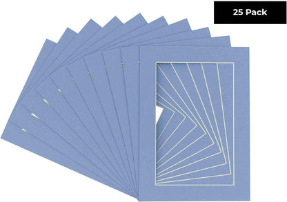 Pack of 25 Acid Free 11x14 Mats Bevel Cut for 8.5x11 Photos - Brittany Blue Precut Matboards for Pictures, Photos, Framing - 4-ply Thickness