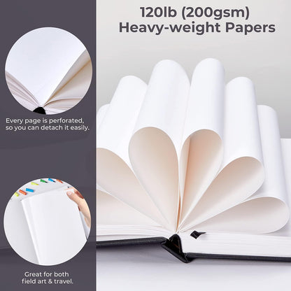 Ohuhu Mix Media Pad - 10.8"x8.3" Mixed Media Art Sketchbook, 120 llb/200 GSM Heavyweight Papers, 78 Sheets/156 Pages, PU Hardcover Mixed Media Paper Pad for Acrylic Painting Christmas Gift - Crafty Corner
