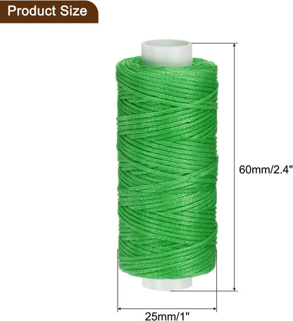 uxcell Leather Sewing Waxed Thread, 55 Yards / 50m 0.8mm 150D Flat Polyester All-Purpose Threads for Leather Crafts, Bookbinding, Green