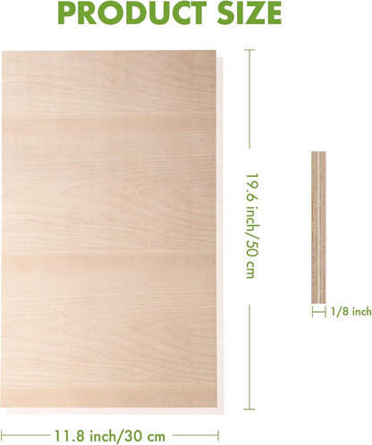 6 Pack Maple Plywood Sheets, 12 x 20 x 1/8 Inch, 3mm Plywood for Laser Cutting, Thin Unfinished Wood Sheets for Architectural Models, Wood Burning and DIY Wood Crafts