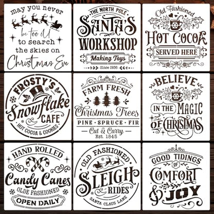 Christmas Stencils for Crafts Reusable Holiday Stencils 12" (9 Count)
