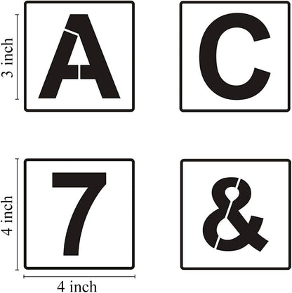 Alphabet Letter and Number Stencils 4 Inch - 40 Pack Letters and Numbers Stencil Templates with Signs for Painting on Wood, Reusable Number and Letter Stencils for Chalkboard Signs & Wood Wall Art