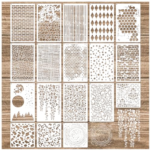 Cubist Mixed Media Layering Stencils for Painting on Wood (20 Count)