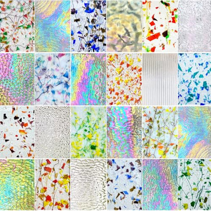 24 Sheets Clear Iridescent and Confetti Stained Glass Sheet Variety Pack (24 Count)