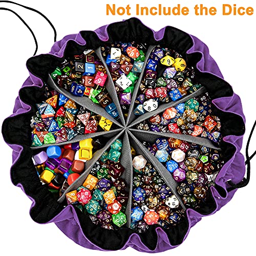 Large Dice Bag with Pockets Big Capacity Dice Bag Drawstring Pouch
