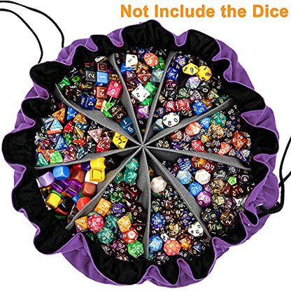 Large Dice Bag with Pockets Big Capacity Dice Bag Drawstring Pouch