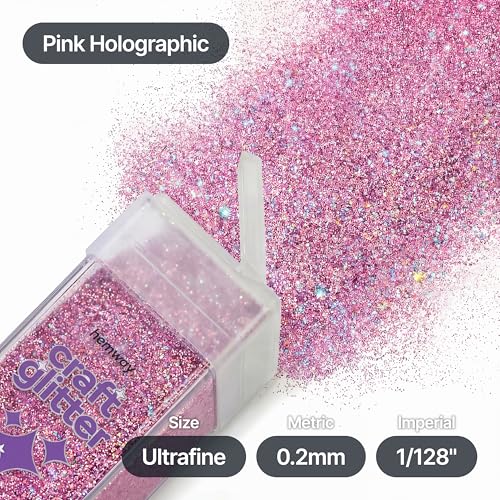 Craft Glitter Shaker Pink Holographic 130g Ultrafine (4.6 Ounce)