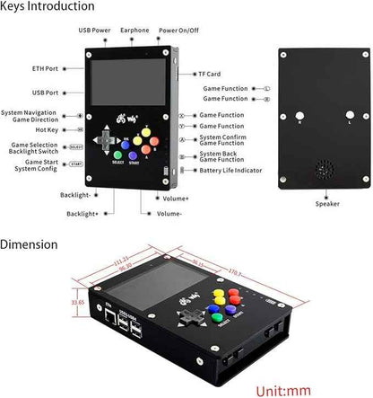 GamePi43 Accessories Kit for Raspberry Pi 4B/3B+/3B/2B/B+ Portable Retro Video Handheld Game Console with 4.3inch IPS Display 800x480 Pixel 60 fps Smooth Gaming Experience Speaker Earphone Jack