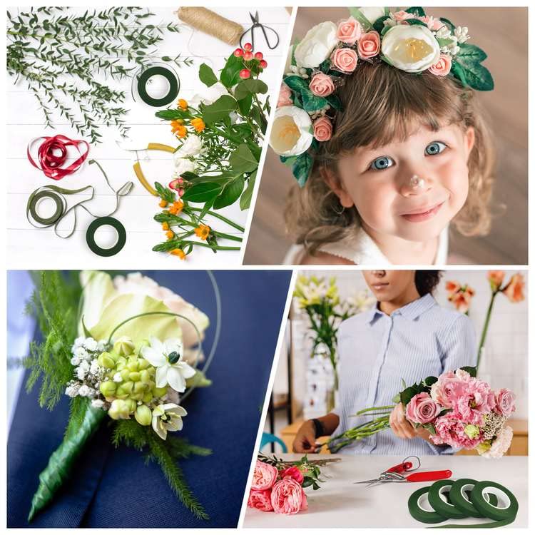1 2" Wide Dark Green Floral Tapes Florist Tape for Bouquet Stem Wrapping and Floral Crafts (540 Foot)