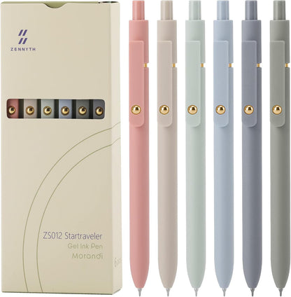 Ddaowanx Gel Pens, 6 Pcs 0.5mm Quick Dry Black Ink Pens Fine Point Smooth Writing Pens, Cute Office School Supplies Gifts for Women