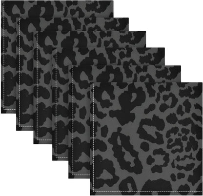 ALAZA Dark Gray Cheetah Leopard Print Cloth Napkins Set of 4, 20x20 Inch Washable and Reusable Napkin for Decoupage Dinner Party Everyday Use