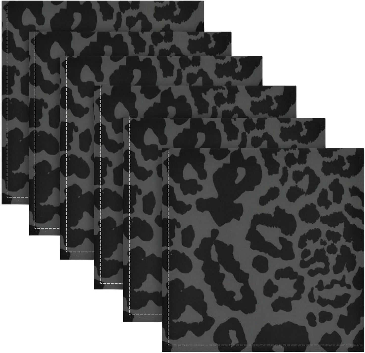 ALAZA Dark Gray Cheetah Leopard Print Cloth Napkins Set of 6, 20x20 Inch Washable and Reusable Napkin for Decoupage Dinner Party Everyday Use