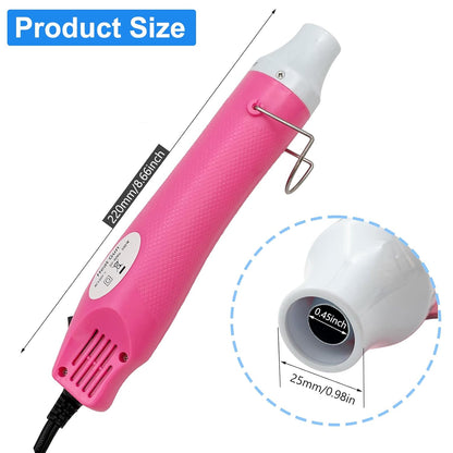 Mini Heat Gun, Portable Hot Air Gun Tool for DIY Crafts Heat Shrink Gun for Epoxy Resin, Embossing, Shrinking Wrapping Drying Paint Removing Stickers (Pink) - Crafty Corner
