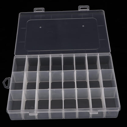 2 Pack 24 Grids Plastic Organizer Box Container Craft Storage Box with Adjustable Dividers for Beads Jewelry Fishing Tackles, Clear
