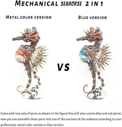 Meatalkitor 3D Puzzle Steampunk Seahorse Lamp - 2100PCS Metal Mechanical Model Kit with 16 Color Planet Light - Perfect Room Decor and Gift Choice (Planet LAMP)