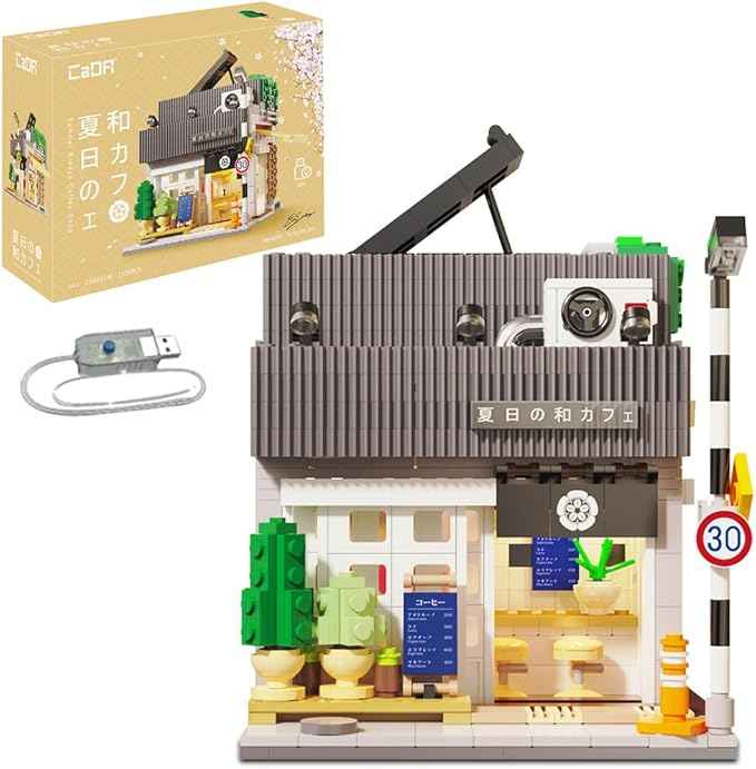 CaDA Master C66007W Summer Breeze Coffee Shop Construction Building Set,MOC Japanese Coffee House City Buildings with Lights,768PCS Street House Idea Gift for Boys Adults