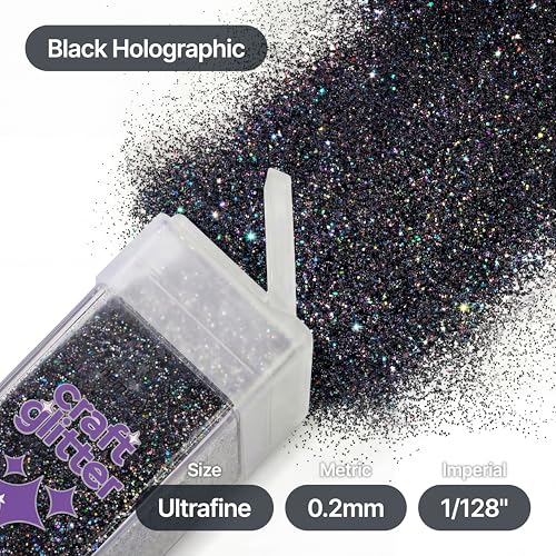 Craft Glitter Shaker Black Holographic 130g Ultrafine (4.5 Ounce)