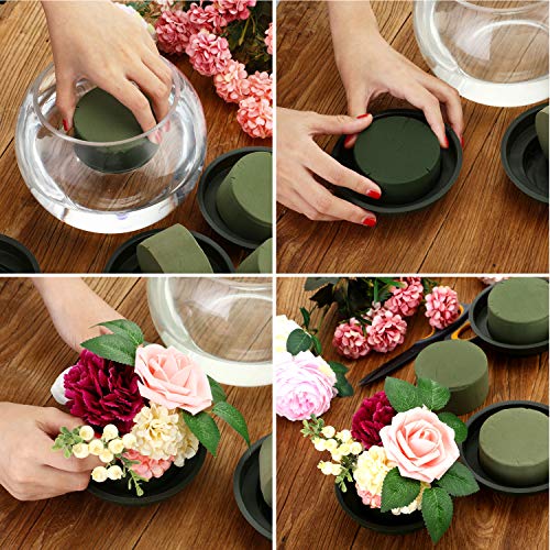12 Pieces Round Floral Foam Wet Green Flower Foam DIY Flower Arrangement Kit for Aisle Wedding Party Decoration (12 Count)