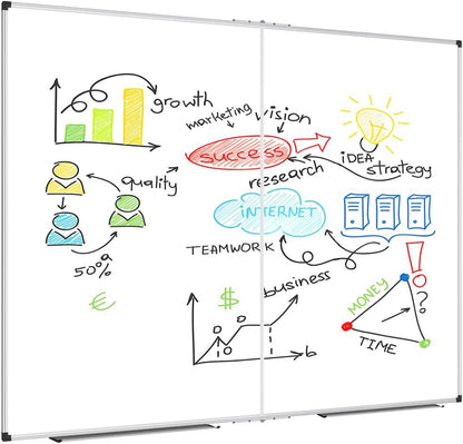 XBoard Dry Erase Board 60 x 48 Inch | Foldable Magnetic White Board for Wall with Marker Tray 5' x 4' | Aluminum Frame Folding Message Presentation Board