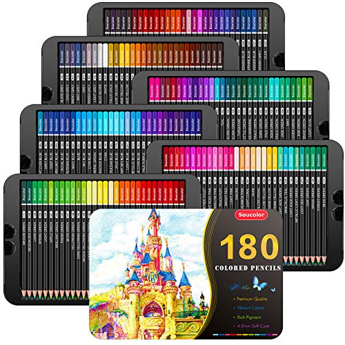 180 Colored Pencils Soft Core Color Pencil Set for Adult Coloring (180 Count)