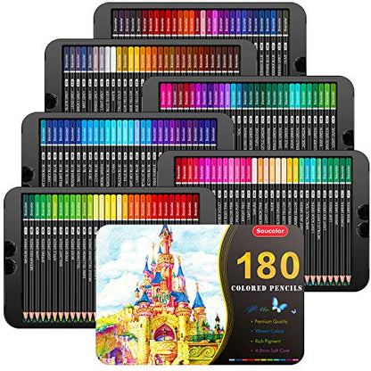 180 Colored Pencils Soft Core Color Pencil Set for Adult Coloring (180 Count)
