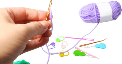 Hekisn 45Pcs Large Eye Blunt Yarn Needles Kit, Assorted Sizes Bent Tapestry Darning Needle, Sewing With Threaders & Stitch Markers for Knitting Crochet (Purple&Red)