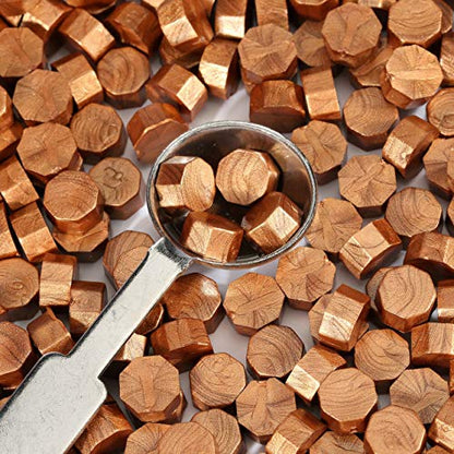 360 Pcs Metallic Copper Sealing Wax Beads Set for Wax Seal Stamp with Candles and Melting Spoon