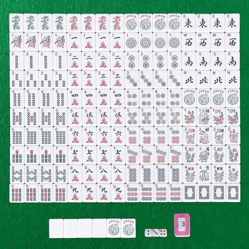 166 Tiles Mah Jongg Set American Mahjong 4 Color Pushers