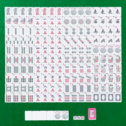 166 Tiles Mah Jongg Set American Mahjong 4 Color Pushers