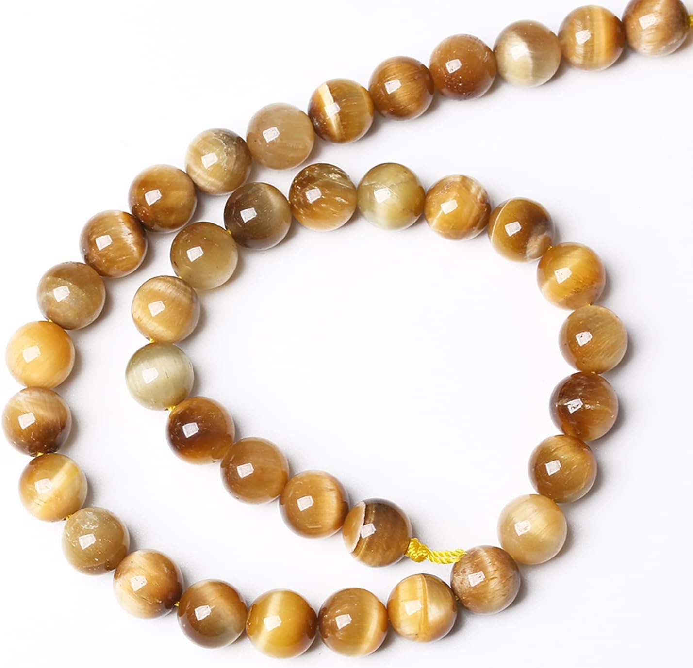 6mm 60pcs Natural Gemstone Gold Tiger Eye Beads Round Spacer Loose Beads for Jewelry Making DIY Bracelet Necklace 15" Inch