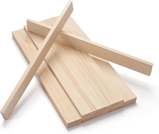 Wood Strips Trim Slats for Crafts, Square Wooden Dowels Wooden Sticks for Crafts, 3/8" × 1.5" × 15", 15 PCS Wood Dowel Rods, Unfinished Hardwood Sticks Flat Lumber Boards for Woodworking