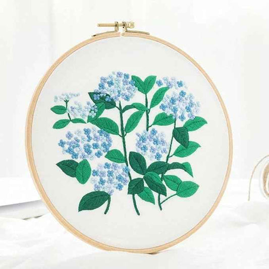 Act Iron Embroidery Starter Kit 1Pack with Stamped Flowers Pattern with Cotton Fabric Hoops Color Threads and Tools for DIY Art Crafts Sewing Crafts for Adults(Blue Flowers)