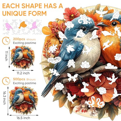 Wooden Puzzles for Adults Two Cute Birds Jigsaw Puzzle 200 Pieces