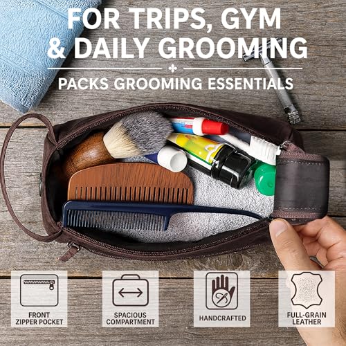 Leather Toiletry Bag for Men