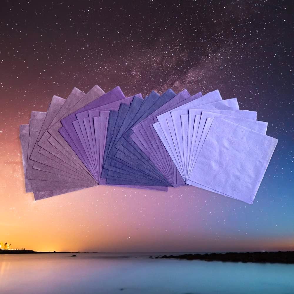 50 Sheets 6 x 6 Inches Natural Fiber Mulberry paper Sheets Square Origami Paper Arts Folding Craft, Decoration Paper, Square Folding Paper for DIY Crafts (Lavender Tone, 6x6 Inch) - Crafty Corner