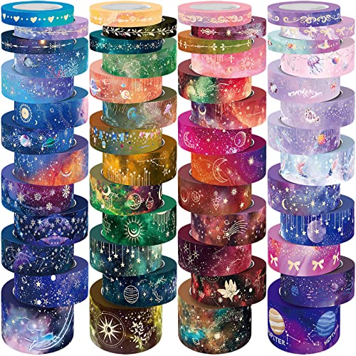 52 Rolls Gold & Silver Foil Washi Tape Set for Journaling & Scrapbooking