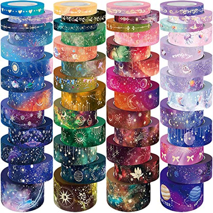 52 Rolls Gold & Silver Foil Washi Tape Set for Journaling & Scrapbooking