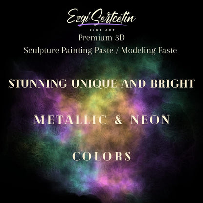 3D Sculpture Painting Paste|Texture Paste|Decorative Plaster|Ready to Use|Unique Metallic Pearl and Neon Colors|Ideal for Artwork|Stencil|Flowers|Texture and Art Relief|6 oz | (Brownie)