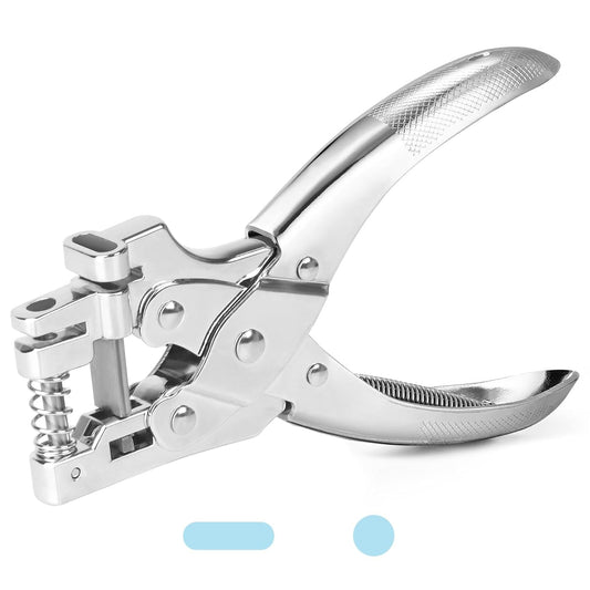 2 in 1 Badge Slot Hole Punch for ID Cards, Heavy Duty Hand Punch Metal Hole Puncher for PVC Material, Business Cards, Paper and Cardstock (5mm Round Hole &13mm X 3mm Slot Hole, Silver) - Crafty Corner